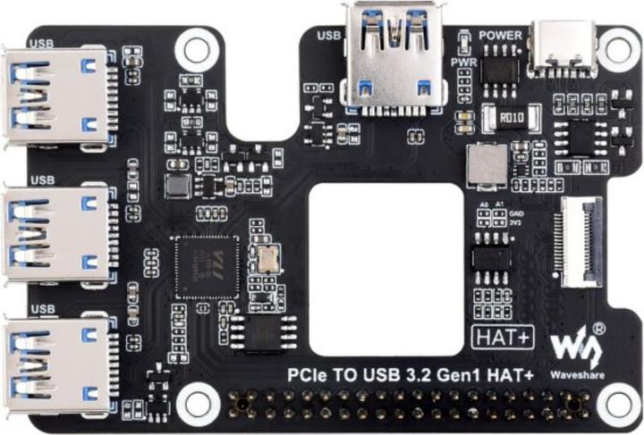 Produktbild WaveShare PCIe auf USB 3.2 HAT+ für Raspberry Pi 5