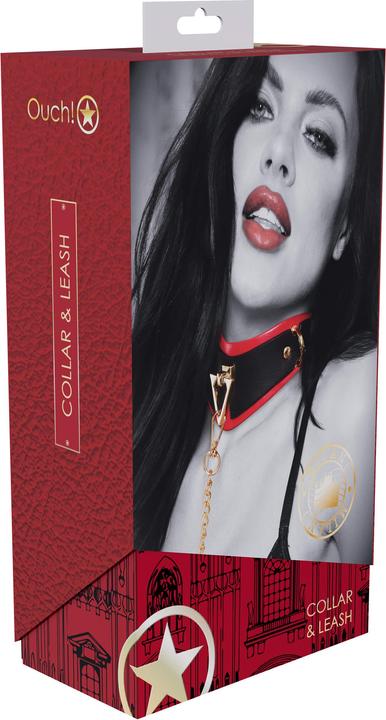Actual product image Ouch! Milan Collection - Collar with Leash - Black/Red