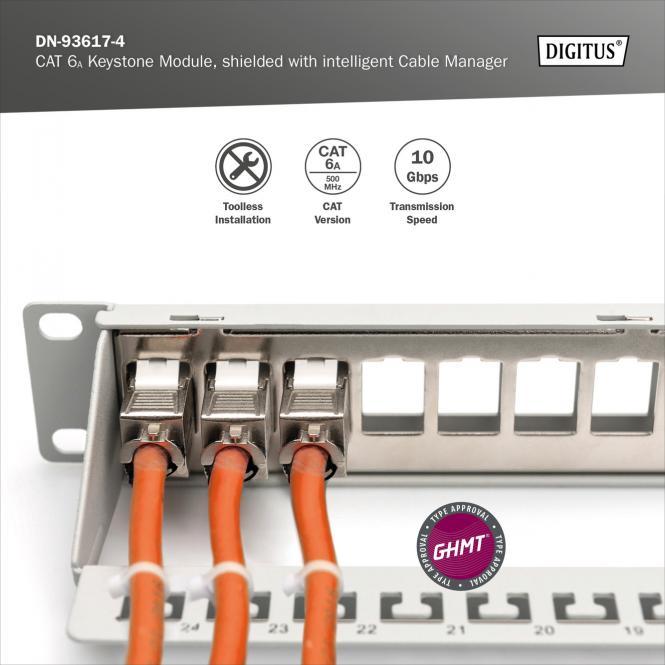 Image du produit Digitus CAT 6A Keystone Jack, blindé, 4 pièces connexion sans outils (Module Keystone)