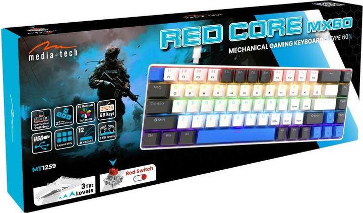 Actual product image Media-Tech Mechanische Tastatur 60% RED CORE MX60 MT1259 (US, Cable)