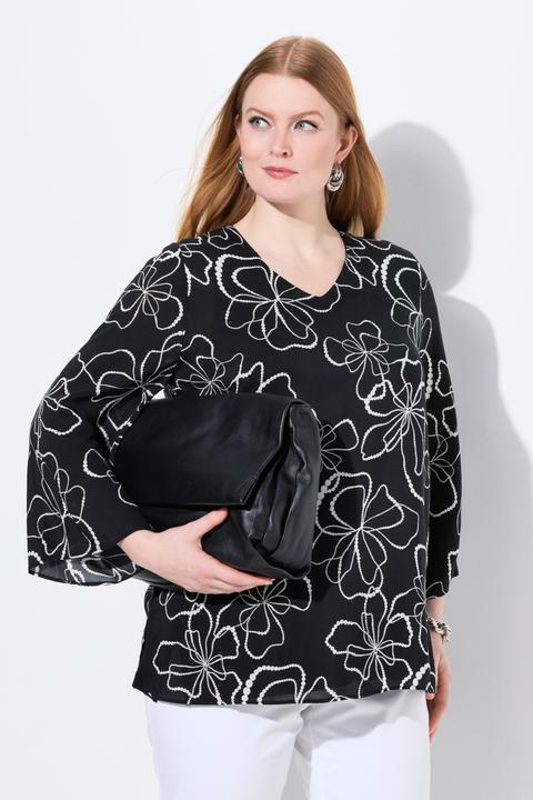 Produktbild Ulla Popken Shirtbluse, doppellagig, V-Ausschnitt, Langarm (50, 52)