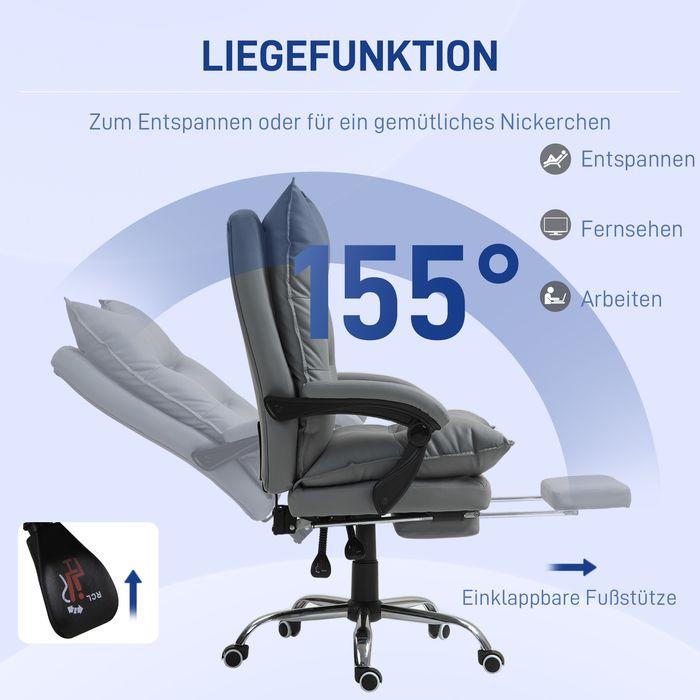 Actual product image Swisshandel24 Bürostuhl mit Liegefunktion, ergonomisch Schreibtischstuhl Drehstuhl Dunkelgrau