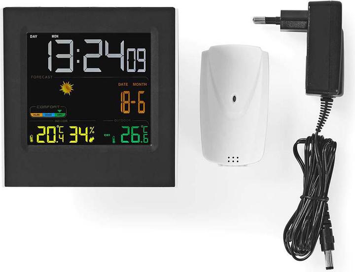 Immagine prodotto Nedis Stazione meteorologica Orologio a colori Disp. Sveglia Hygrom 1Sensore esterno bw-ws WEST404BK
