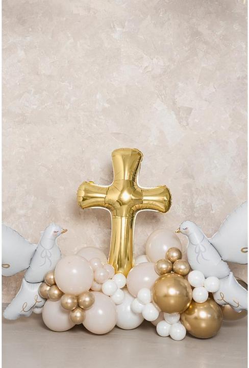 Actual product image Partydeco Gold foil balloon cross, 103.5 x 74.5 cm (1x)