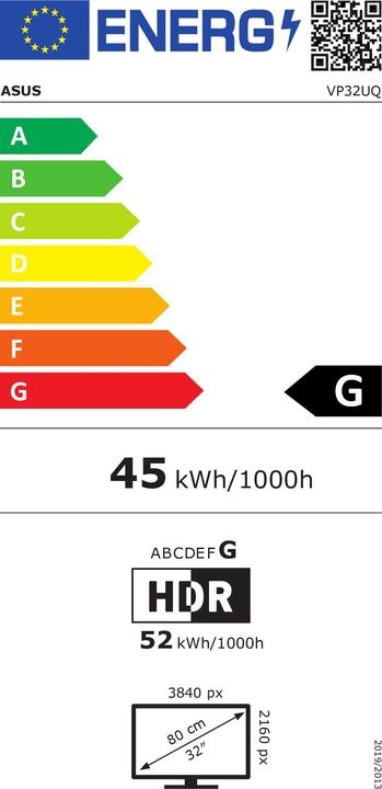 Energy Label ASUS VP32UQ (3840 x 2160 Pixels, 31.50")