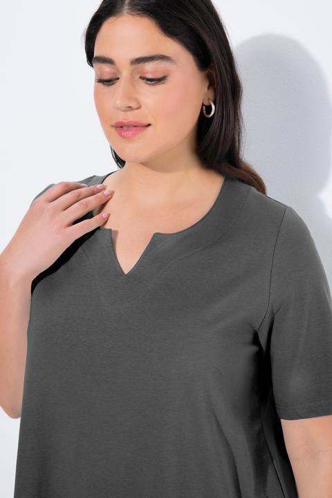 Actual product image Ulla Popken Essential Notch Neck Stretch Tee (60)