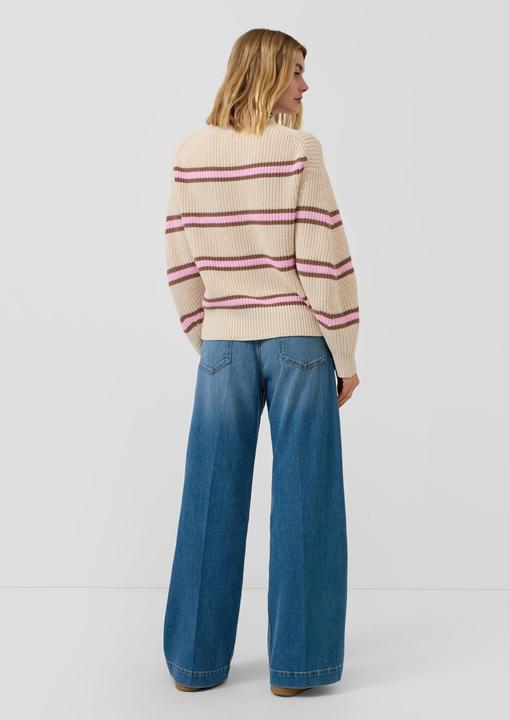 Produktbild s.Oliver Strickpullover Relaxed Fit Strickpullover mit Streifenmuster und Stehkragen (38)