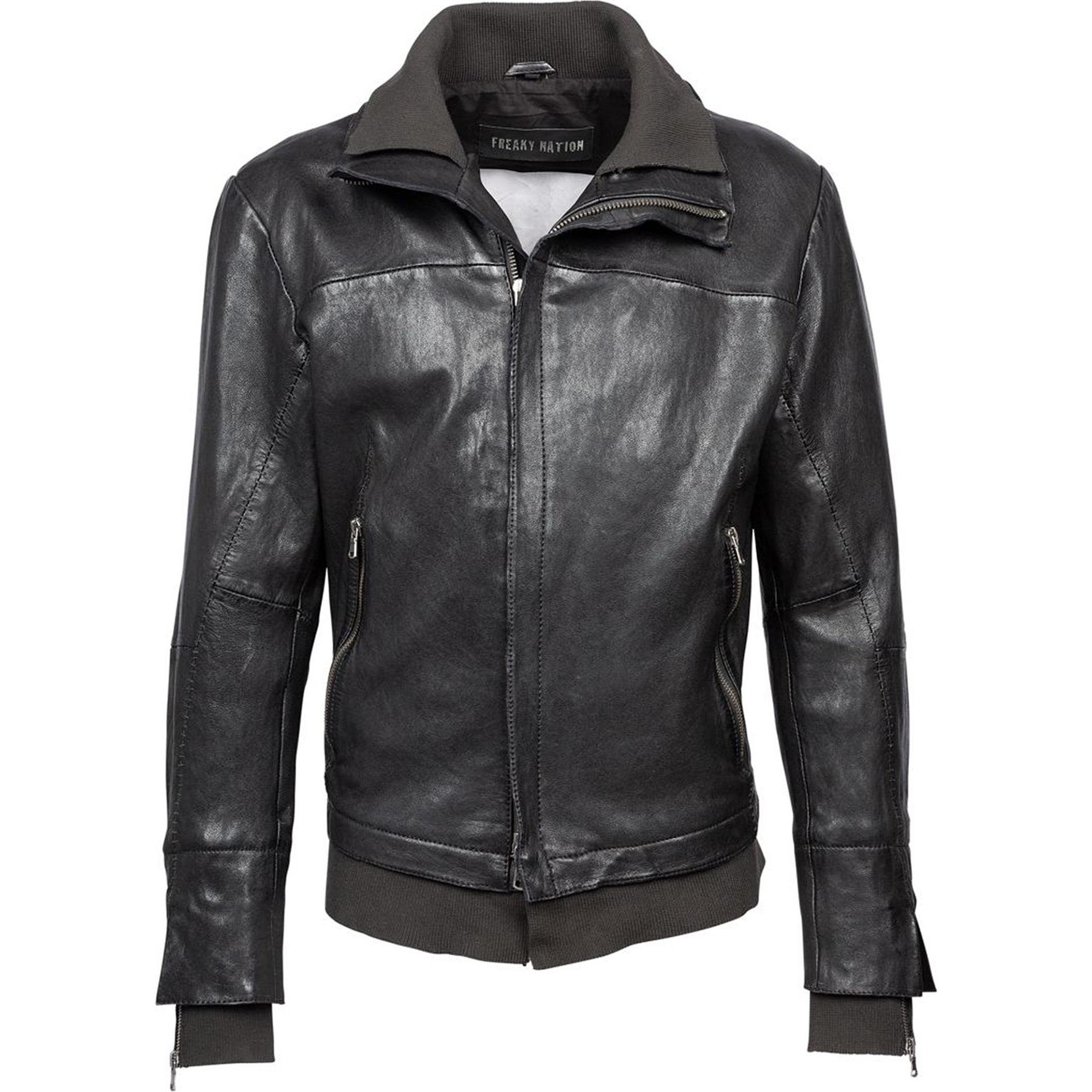Freaky Nation, Herren, Jacke, lederjacke drue-fn (XXL), Schwarz, XXL
