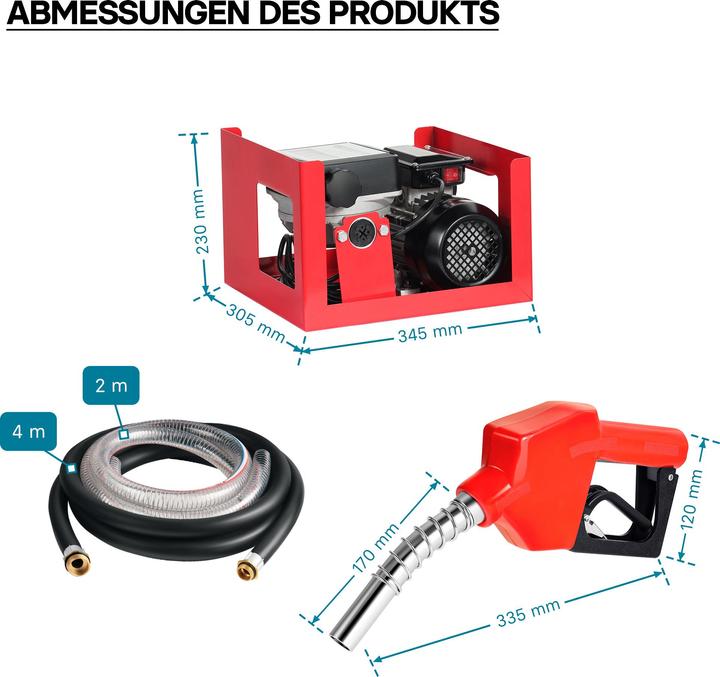Immagine prodotto Wiltec Pompa per gasolio e olio combustibile 230V/750W 80l/min autoadescante Pistola
