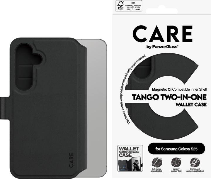 Produktbild PanzerGlass CARE by ® Feature Case Tango Two-in-One Wallet m. Qi Compatible Samsung Galaxy S 2025, C (Samsung Galaxy S25)