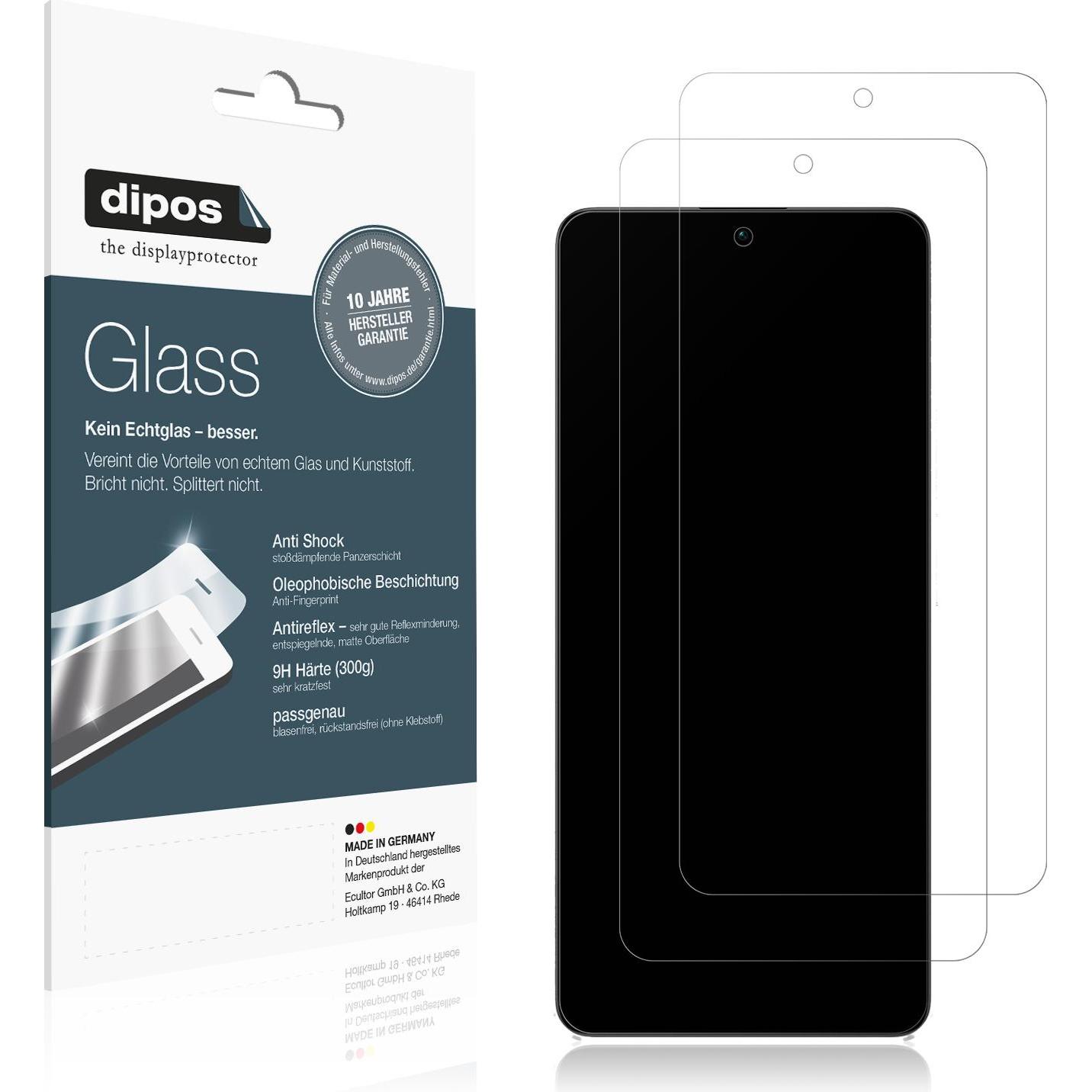 Dipos Displayschutz Anti-Shock (2 Stück, Xiaomi Poco X6), Smartphone Schutzfolie, Transparent