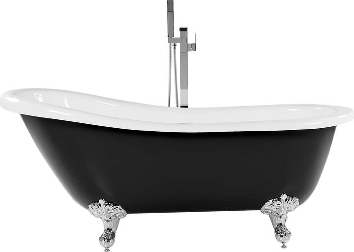 Produktbild Beliani Badewanne freistehend schwarz oval 153 x 77 cm CAYMAN (200 l, 153 cm, 77 cm)