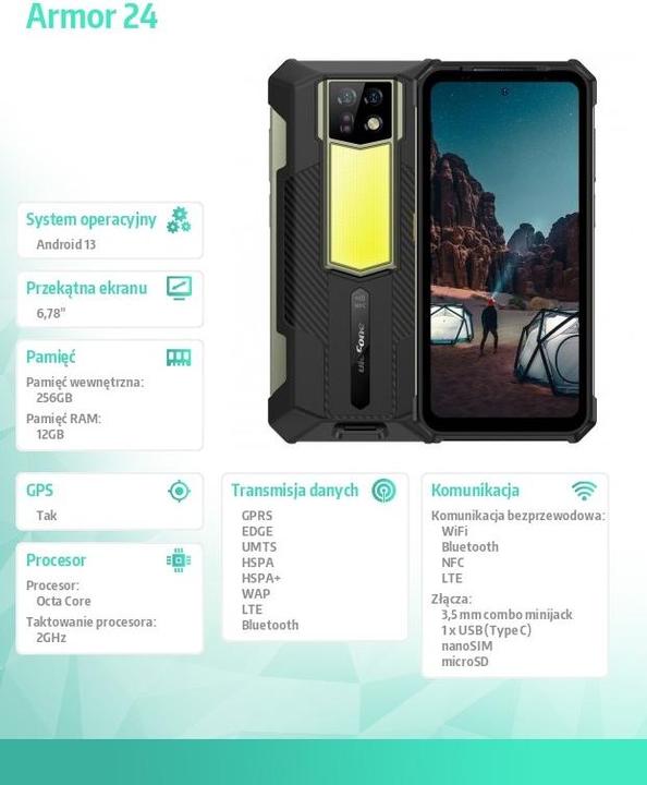 Image du produit Ulefone Armor 24 (256 Go, Noir, 6.78", Double SIM, 4G)