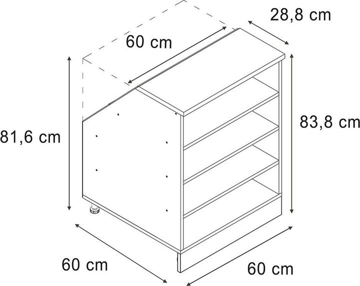 Produktbild Vicco Dachschrägenschrank Rion, Goldkraft Eiche, 60 x 81.8 cm mit 4 Fächern, Schrankkorpus 60 cm Tiefe (60 x 60 x 81.80 cm)