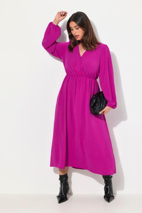Produktbild Ulla Popken Midikleid, Wickeloptik, A-Linie, V-Ausschnitt, Langarm (50, 52)