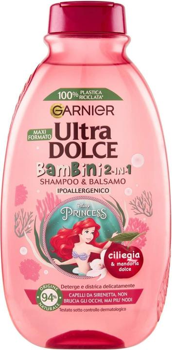 Actual product image Garnier ULTRA GENTLE shampoo 2 in 1 The Little Mermaid #cherry 250 ml (250 ml, Liquid shampoo)