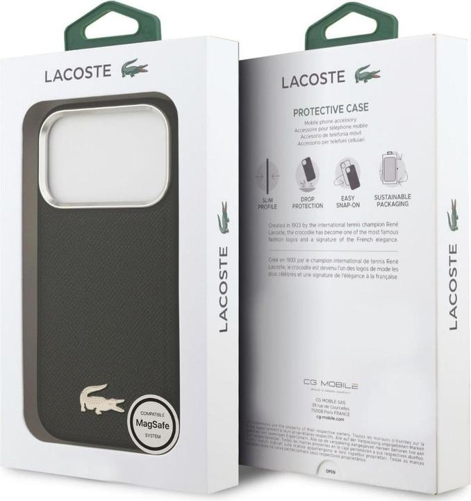 Produktbild natelo.ch Lacoste MagSafe Kunstleder Hülle Apple iPhone 17 Pro - Schwarz (Apple iPhone 17 Pro)