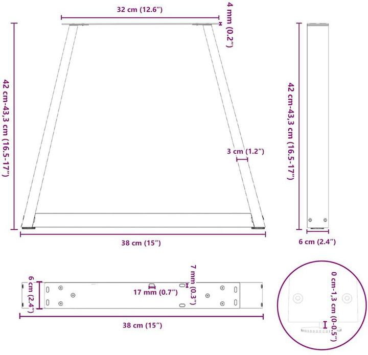 Produktbild vidaXL Couchtischbein