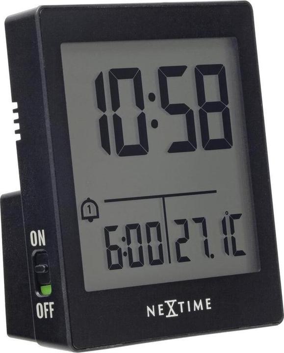 Actual product image Nextime Digital table alarm clock 7.7x8.9x3cm, radio-controlled, ABS, "Wake Up"