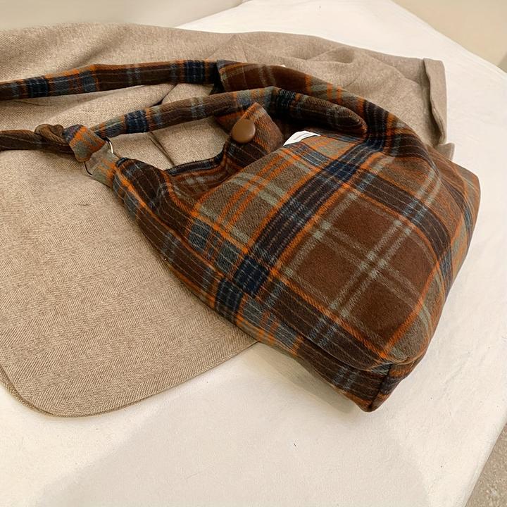 Immagine prodotto Only-Bags.Store Borsa a tracolla casual a scacchi con chiusura magnetica, tracolla regolabile e fodera in
