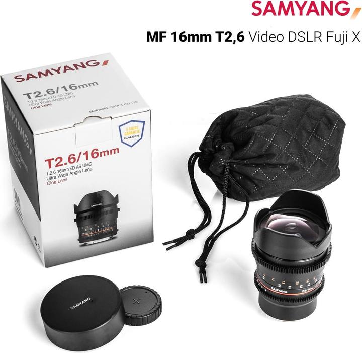 Actual product image Samyang 16mm T2.6 VDSLR Fuji X (Fujifilm X, full size)