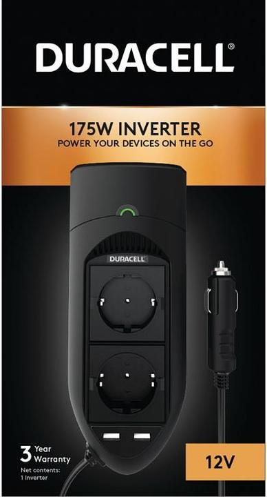 Actual product image Duracell 175W Twin EU Socket Inverter