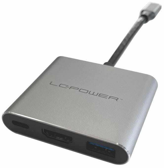 Actual product image LC-Power HUB-C-MULTI-4-V2 1xUSB3.2+HDMI+Chargeport Type C sil retail (USB-C, 3 ports)