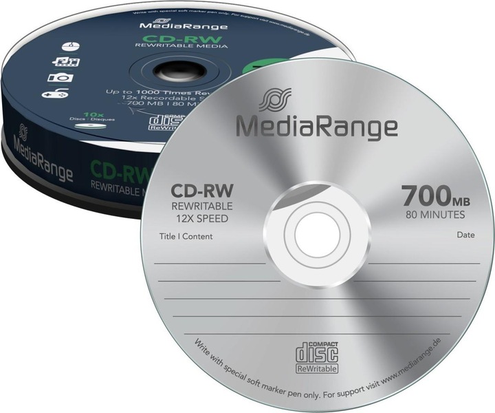Actual product image MediaRange CD-RW 12x 700MB/80Min, 10 sp. (10 x)