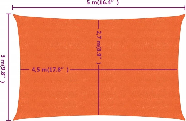 Actual product image VidaXL Sonnensegel 160 g/m² Rechteckig HDPE (3 x 5 m)