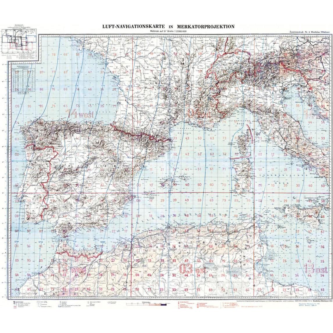 LUFT-NAVIGATIONSKARTE: Westliches Mitte, Landkarte