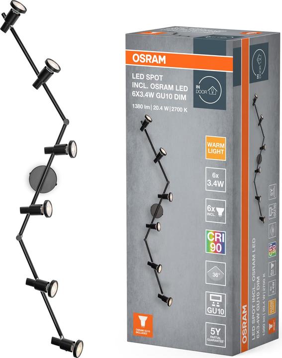 Produktbild Osram LED SPOT BLACK 6 X 3.4W 927 DIM (1380 lm, GU10)