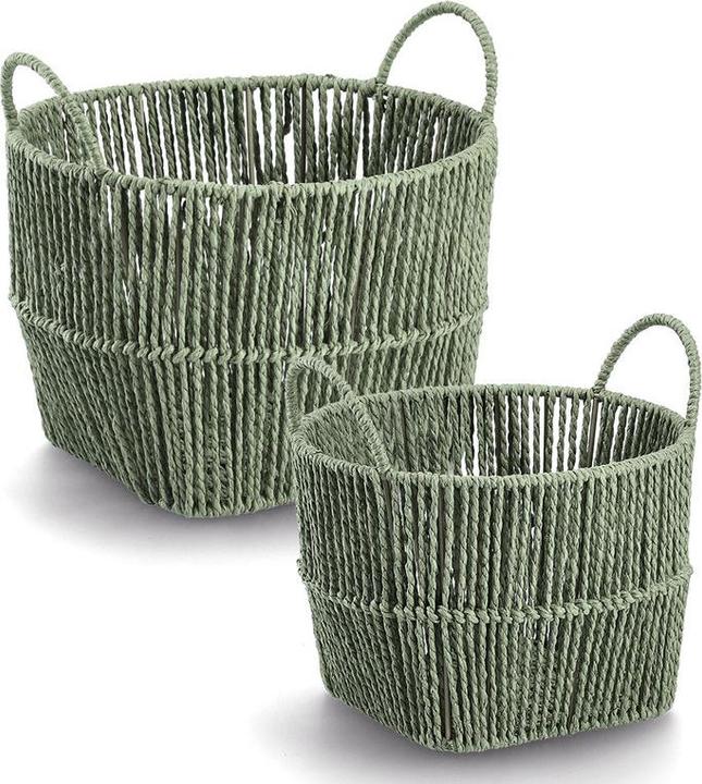 Zeller Present Storage basket, woven paper, sage
