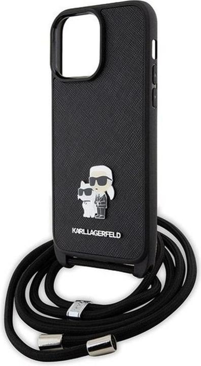 Productafbeelding Karl Lagerfeld KLHCP14XSAKCPSK iPhone 14 Pro Max 6,7" hardcase czarny/zwart Crossbody Saffiano Metaal (Apple iPhone 14 Pro Max)