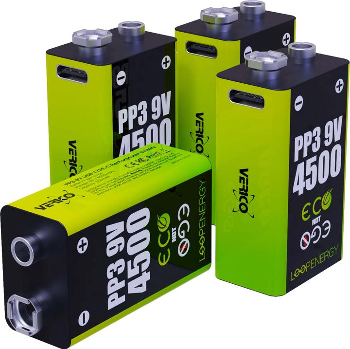 Produktbild Verico Li-Ion-Akku Loop Energy 9 V- Block, 4er Pack (4 Stk., 9V Block)