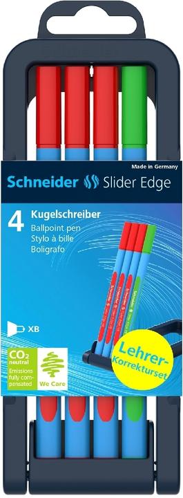 Immagine prodotto Schneider 4 penne a sfera Slider Edge XB Set di correzione per insegnanti blu Colori di scrittura (4x)