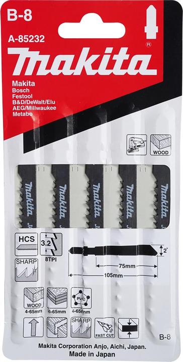 Actual product image Makita Jigsaw blade 75-8Z HCS