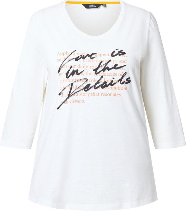 Produktbild Ulla Popken Shirt, Schriftdruck, A-Linie, V-Ausschnitt, 3/4-Arm (56)