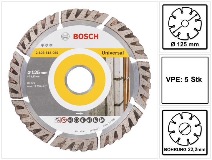 Bosch Professional Bosch Standaard voor Universeel diamantzaagblad 125 x 22,23 mm 5 stuks ( 5x 2608615059 ) voor beton