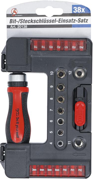 Actual product image BGS Bit / Socket Set with Ratchet Spinner Handle for Bits, reversible 38 pcs. (Allen screw)