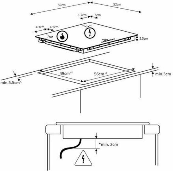 Image du produit Continental Edison Induktionskochfeld 59 x 52 cm (59 cm, Table de cuisson à induction)