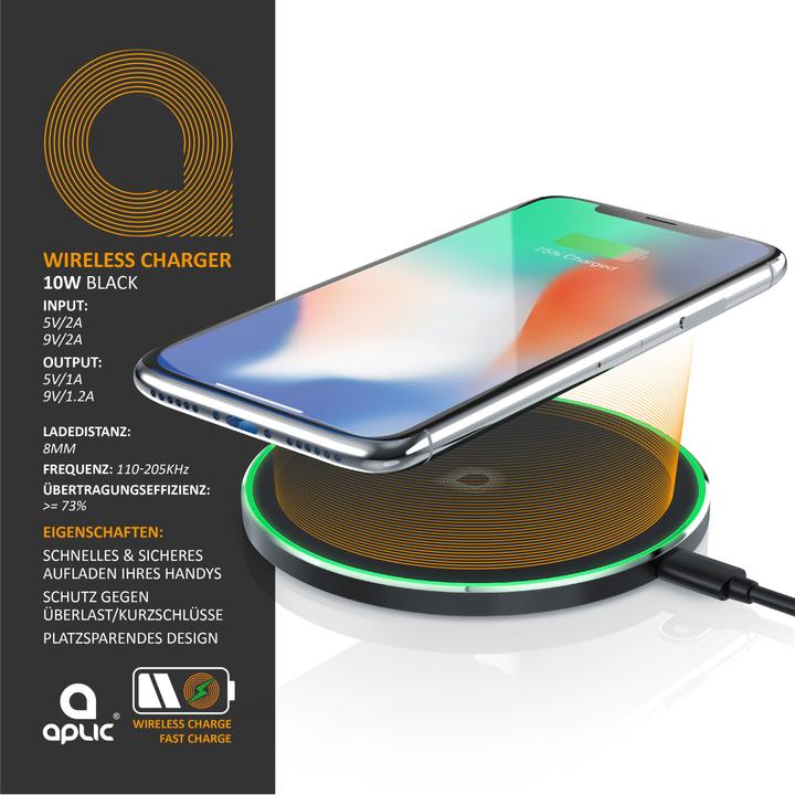 Image du produit Aplic Chargeur USB QC 3.0 + Chargeur sans fil Qi (10 W)