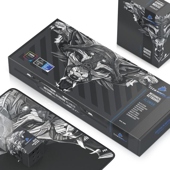 Immagine prodotto Titanwolf Tastiera, mouse e tappetino Spar Set, tastiera meccanica, mouse e tappetino da gioco (DE, Cablato)