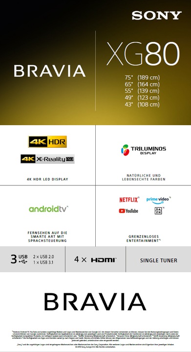 Image du produit Sony KD55XG8096 (55", LCD, 4K, 2019)