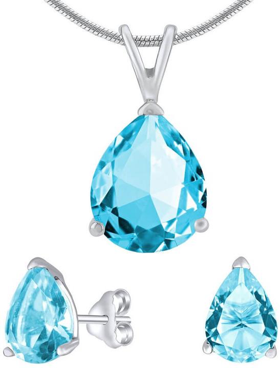 Immagine prodotto Silvego Women's Jewelry Set Made Of 925 Sterling Silver Teardrops With Blue Zirconia (Argento 925)