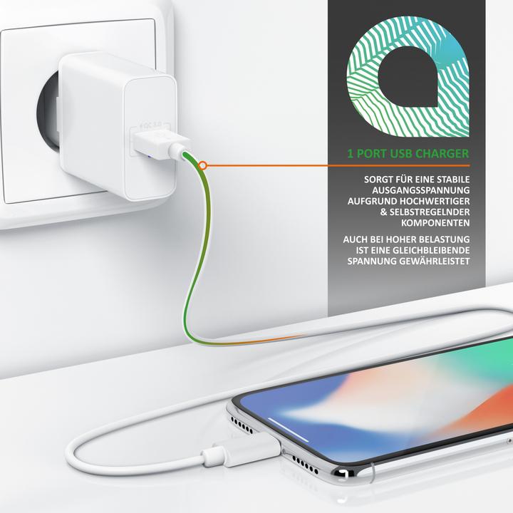 Actual product image Aplic USB charger 3000 mA, power supply with fast charging function, Quick Charge 3.0, Smart Charge, white (18 W, 1 portion)