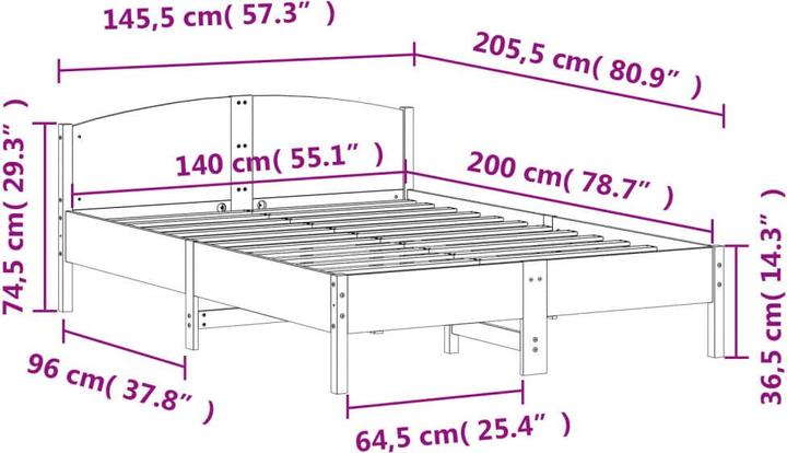 Image du produit vidaXL Bettgestell (140 x 200 cm)