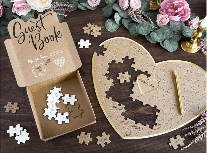 Image du produit Partydeco Accessoire de fête livre d'or coeur puzzle 45 x 35.5 cm, brun (1 pcs)