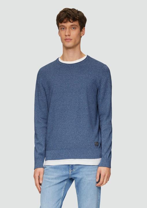 Produktbild S.Oliver Strickpullover Strickpullover mit Strukturmix und Logo-Patch (3XL)
