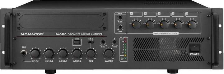 Monacor Amplificateur Public Adress PA-5480 480 W 5 zones (Amplificateur)