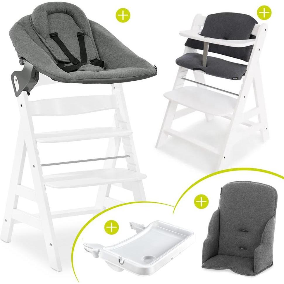 Thumbnail - Hauck, Hochstuhl, Hochstühle Alpha Plus White XXL Newborn Set - Hochstuhl + 2in1 (Hochstuhl)